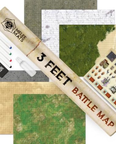 Melee Mats DND Map Starter Kit for Dungeons & Dragons Game - 24” x 36" 3 Pack Double Sided, Wet/Dry Erase Battle Terrain Grid - Ultimate Tabletop Board Gaming Experience with Accessories