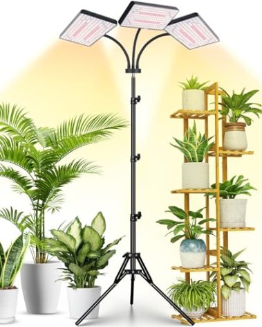 2024 LBW Grow Lights for Indoor Plants with Stand, 642 LEDs Full Spectrum Standing Plant Light, Tall Floor Plant Lamp with 3/6/12H Timer, 6 Brightness, 3 Modes, 63 " Adjustable Tripod