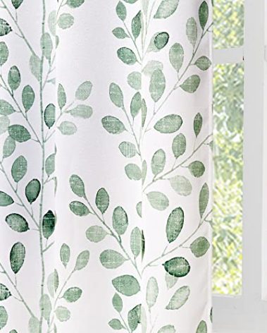 MYSKY HOME Curtains Living Room 95 inch Long for Patio Dining Room Thermal Insulated Darkening Soft Curtains Home Decor Leaf Pattern Grommet Drapes, 52 Wide x 95 Long, Green, 2 Panels
