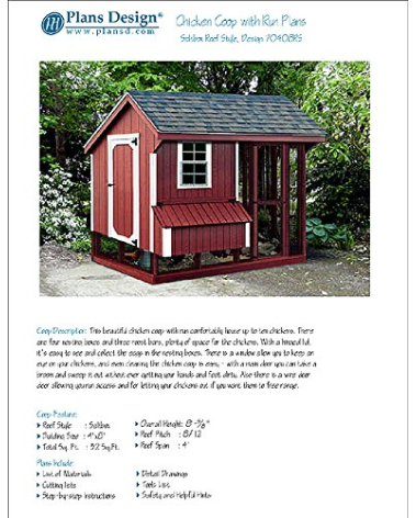 DIY Chicken Coop/Hen House 4 ft x 8 ft Saltbox Roof Style Project Plans, Design 70408RS