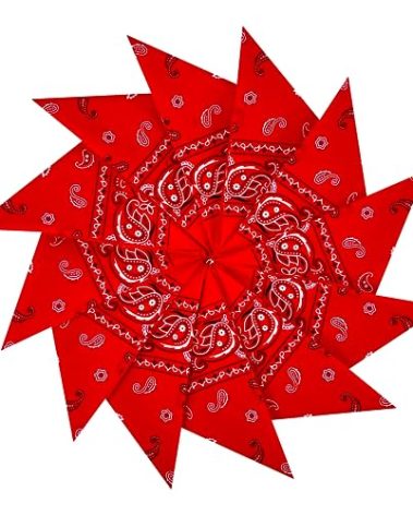 Junvena Cotton Bandanas 12 packs 22"X 22" Double Sides Printed Unisex Kerchief(Rose Red)