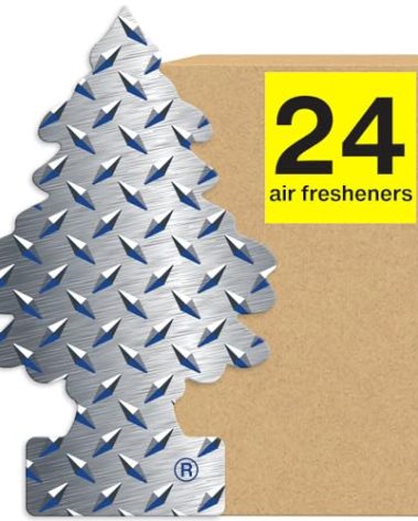 LITTLE TREES Air Fresheners Car Air Freshener. Hanging Tree Provides Long Lasting Scent for Auto or Home. Pure Steel, 24 Air Fresheners