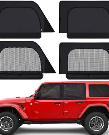 XCBYT Car Window Shades - 2019-2024 Jeep Wrangler JK JL and Gladiator JT Privacy Curtains, Dual Purpose Window Covers, Side Window Sun Shade for Breastfeeding, Napping, Dressing, Camping