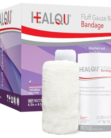 Kerlix Gauze Bandage Rolls - 4 1/2 in x 4.1 Yds, 6 Ply, 24 Single Sterile Pocuhes - Ultra Absorbent, Latex Free, Hospital Grade Cotton Fluff Bandage Wrap Krinkle Style - Wound Care & First Aid -HEALQU