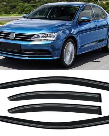 Window Rain Guards for 2011-2018 Volkswagen (VW) Jetta, Window Visor Guard Vent Shade Wind Deflector Rain Shield Protector Sun for 11-18 Jetta 2012 2013 2014 2015 2016 2017, Outside-Mount, 4PCS