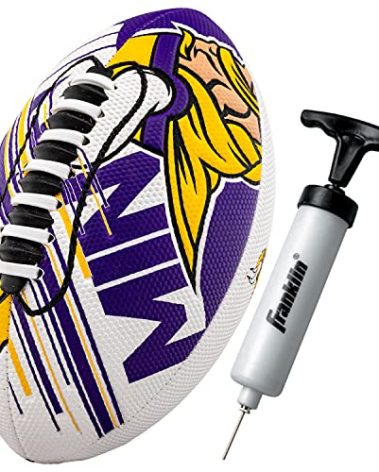 Franklin Sports NFL Minnesota Vikings Football - Youth Mini Football - 8.5" Junior Size Ball - SPACELACE Easy Grip Texture- Perfect for Kids