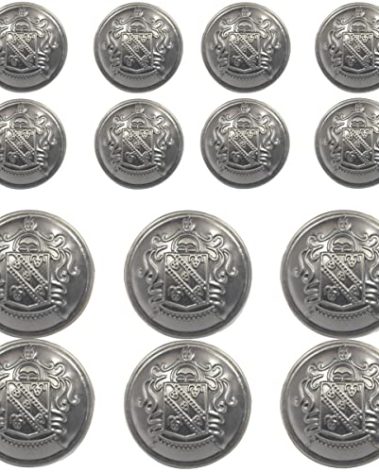 KENDANY 14 Piece Metal Blazer Button Set - for Blazer, Suits, Sport Coat, Uniform, (Silver 18mm 23mm)(0.71in-0.9in)