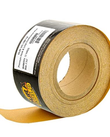 Dura-Gold Premium - 180 Grit Gold - Hook & Loop Backing Longboard Continuous Sandpaper Roll, 2-3/4" Wide, 12 Yards Long - for Automotive & Woodworking Air File Long Board Sanders, Hand Sanding Blocks