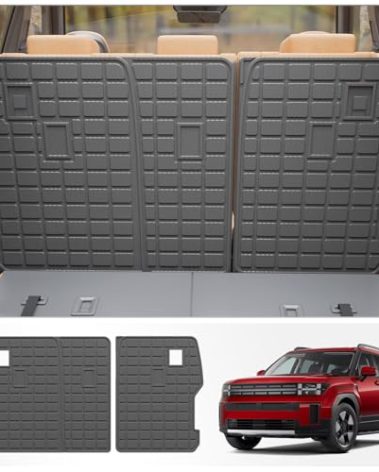 Thinzyou Kick Mats Compatible with 2024 2025 2026 Hyundai Santa Fe Back Seat Cover Protector TPE All Weather Backrest Mats 2024 Santa Fe Accessories (2024-2026,2nd Row Backrest Mat)
