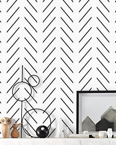 Orainege Black and White Wallpaper Peel and Stick Herringbone Contact Paper for Bathroom 17.7in x 196.8 in Modern Geometric Self Adhesive Wallpaper Removable Wall Paper Peel and Stick
