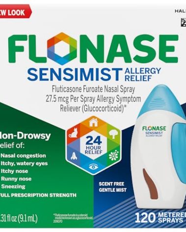 Flonase Sensimist Allergy Relief Nasal Spray for Non-Drowsy, 24-Hour Multi-Symptom Allergy Relief – 120 Sprays