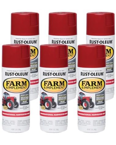Rust-Oleum 280127-6PK Specialty Farm & Implement Spray Paint, 12 Oz, Gloss International Harvester Red, 6 Pack