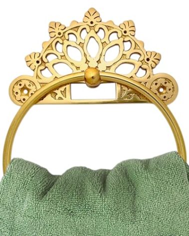 Victorian Towel Ring | Solid Brass |Brass Polished 6 inches | Hand Towel Hanger | Round Towel Holder for Bathroom, Toilet,Kitchen Accessories Handmade | Wall Mounted | Napkin Holder