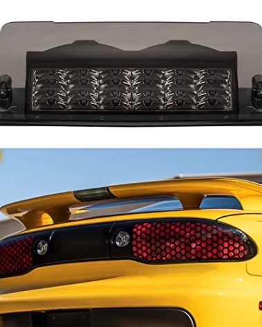 AMSPRAC High Rise Spoiler Brake Light,LED Third Brake Light,Rear Center High Mount Stop Light,3rd Stop Lamp Spoiler Assembly fit for Pontiac Firebird Am WS6 1996-2002,19179355,Smoked Lens