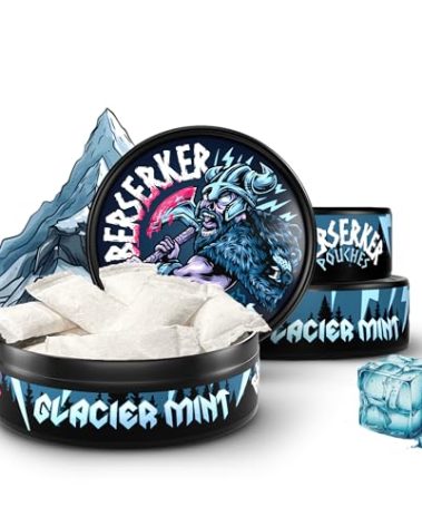 Berserker Energy Pouches - Glacier Mint - Caffeine Infused - 100mg Per Pouch - 3 Pack - Tobacco & Nicotine Free - Energy Drink Replacement