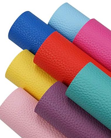 LITCHI 8 Pieces 8x12 Inch Bright Color Litchi Grain Texture Faux Leather Fabric Sheets for Bows and Earrings