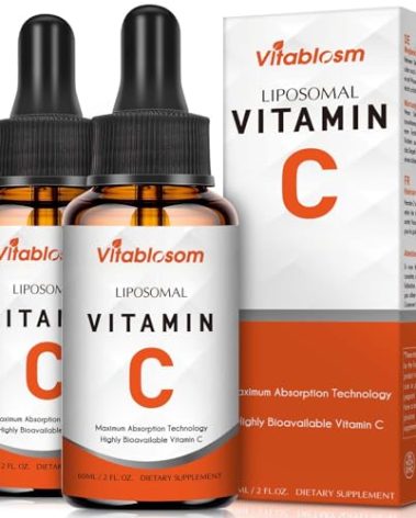 Liposomal Vitamin C 2000mg Liquid for Adults, High Absorption VIT C, Maximize Vitamin C, for Immune System & Antioxidant, 60ML (2 Bottles)