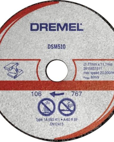 Dremel DSM510 Multifunctional Cutting Disc Multipack, Accessory Set with 3 Cutting Discs 77 mm for Circular Saw for Sawing and Separating Wood and Soft Materials