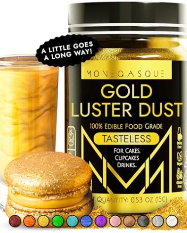 MONÉGASQUE Gold Edible Glitter for Drinks 15g – Edible Glitter for Cakes & Cocktails - Gold Luster Dust for Cocktail, Halloween Food Decorations, Cake Decorating Sprinkles Spray - Drink Shimmer Powder