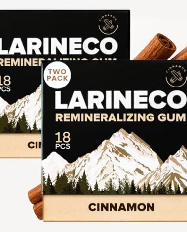 Larineco Remineralizing Gum with Nano Hydroxyapatite & Xylitol – Sugar-Free Cinnamon Xylitol Gum – Plastic-Free, Dye-Free, Aspartame-Free – Natural Base – 36 Pieces, Cinnamon