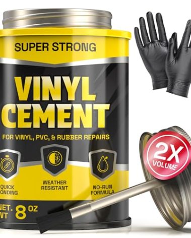 8 oz Vinyl Cement Glue - Non-Brittle, Zero Shrinkage & Watertight Seal, Contact Cement Adhesive for Inflatables, Pools, Paddle Boards, Pond Liners, and More - Vinyl Adhesive with Brush