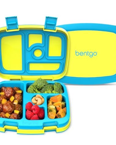 Bentgo Kids Bento-Style 5-Compartment Leak-Proof Lunch Box - Ideal Portion Sizes for Ages 3 to 7 - Durable, Drop-Proof, Dishwasher Safe, PFAS & BPA-Free & Made with Food-Safe Materials (Citrus Yellow)