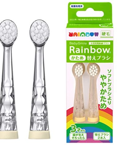 Baby Smile Replacement Brush Heads (Made in Japan) for Kids Sonic Electric Toothbrush, 2 Counts (Soft, for Ages 2-12 Years)