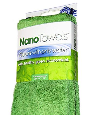 Nano Towels Cleaning Cloths - Cleans with Only Water - Wipes Away Dust, Spills & Grime Instantly Without Chemicals Paper Or Microfiber Supplies. Kitchen, Bathroom, Glass 14x14” 4-Pack Green