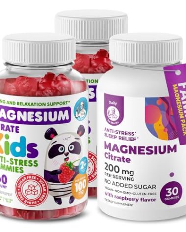 DR. MORITZ Magnesium Bundle - Gummies for Adults (200mg, 30 Count) and Kids Magnesium Gummies (60 Count, 2 Pack) - Sugar-Free
