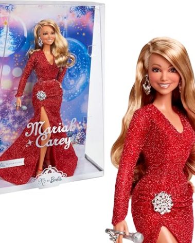 Barbie Signature Doll, Mariah Carey Holiday Collectible in Red Glitter Gown with Silvery Accessories