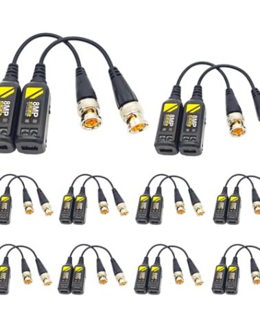 LBKYJ 10 Pairs 4K Passive HD BNC Video Balun Transceiver Transmitter Via UTP RJ45 Cable AHD/TVI/CVI/CVBS Cable Connectors for 720P/960P/1080P/3MP/5MP/8MP BNC Male CCTV Security Camera System