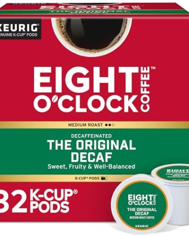 Eight O'Clock Coffee The Original Decaf, Single-Serve Keurig K-Cup Pods, Medium Roast Coffee Pods, 1 Count (Pack of 32)
