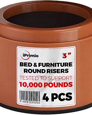 iPrimio Bed Risers - Round, 3 Inch Lift, Heavy Duty, 4 Pack, Up to 10000lbs - Raising Blocks, Furniture Lifts for College Dorm Rooms, Couches, Tables, Desk - Safe, Sturdy
