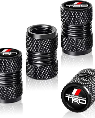 TACOMA Tire Valve Stem Cap Cover for Toyota TRD Sequoia Tundra 4Runner Trucks Belt O-Ring Seal Corrosion Resistant Tire Valve Stem Air Cap 4 Pack Black