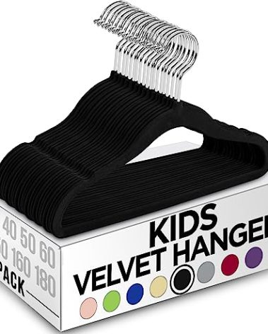 Utopia Home Kids Hangers Velvet (20 Pack) - 11 Inch Durable Baby Hangers for Closet - Perfect for Toddler & Non Slip for Everyday Use (Black)