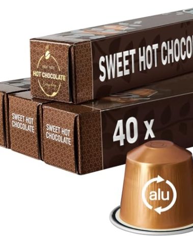 SWEET Hot Chocolate Pods | Compatible with Nespresso | 40 Aluminum Capsules | Perfect for kids or a delicious Café Mocha | Compatible with see picture #2 |