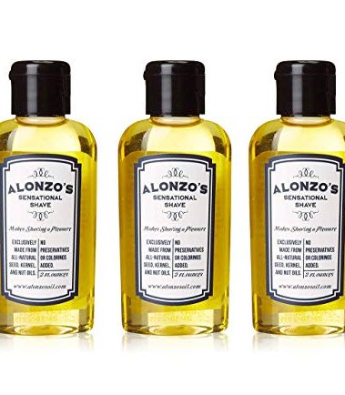 Alonzo's Sensational Shave - Shaving Oil for Men (3-Pack, 2 Oz Bottles) All-Natural Pre-Shave & After Shave Oil for Face and Body - Moisturizes & Calms Irritated Skin from Razor Burn
