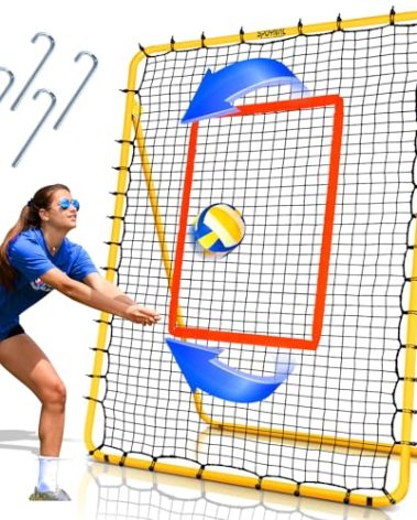 SPOYNAL 7x4 FT Volleyball Rebounder Net, 5-Angle Volleyball Training Equipment, Adjustable Rebounder Net Practice Setting, Spiking, and Bumping, Practice Net for Baseball, Softball, Lacrosse, Soccer