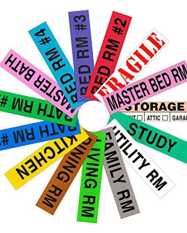 Tag-A-Room Color Coded Home Moving Box Labels, 800 Count 4 Bedroom House Pack + Fragile Stickers, Moving Supplies, Moving & Packing Stickers