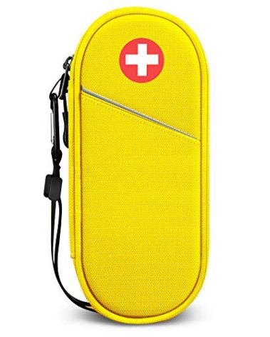 SITHON EpiPen Medical Carrying Case Insulated, Travel Medication Organizer Bag Emergency Medical Pouch Holds 2 EpiPens, Asthma Inhaler, Anti-Histamine, Auvi-Q, Allergy Medicine Essentials, Yellow