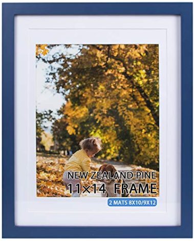 Beyond Your Thoughts Royal Blue 11X14 with Matted for 8X10 or 9x12 Real Wood (Hang/Stand) Picture Photo Frame for Wall and Table Top-Mounting Hardware Included(1 Pack)