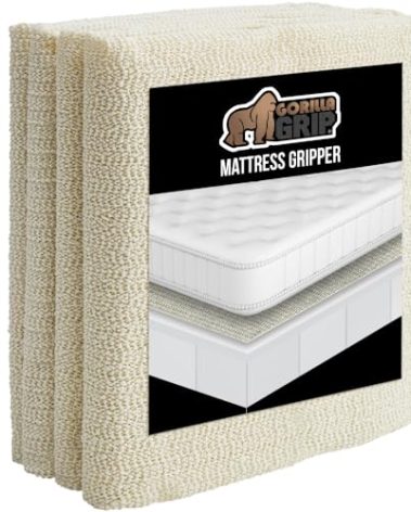GORILLA GRIP Non Slip Mattress Gripper, Prevents Mattresses from Sliding and Holds Bed in Place, Pad Grips Beds, Sofa, Couch, Chair Cushions and Helps Keep Topper from Slipping, Easy Trim Pads, Queen