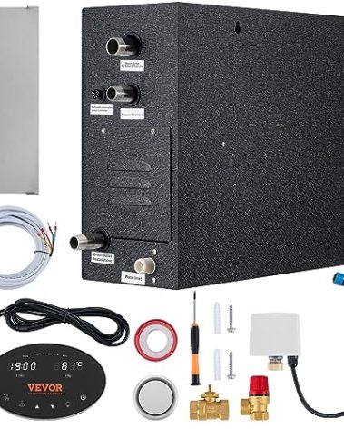 VEVOR 12KW Steam Shower Generator, Segmented Heating & Temperature Customization & 24h Timer Steam Kit, Automatic Drainage Home Steam Shower System