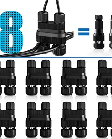 SUNVIE Low Voltage Wire Connector Fastlock2 Landscape Lighting Wire Connectors Waterproof Low Voltage Connector 12-18 Gauge Landscape Wire Connectors for Garden Light Pathway Lights, 8 Pack