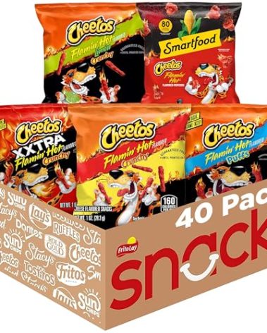 Cheetos Cheese Flavored Snacks, Flamin' Hot Mix Variety Pack, (Pack of 40)