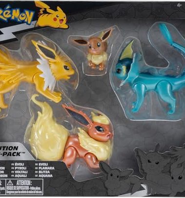 Pokemon Select Eevee Evolution Pack - Features 2-Inch Eevee Plus 3-Inch Jolteon, Vaporeon, and Flareon Battle Figures
