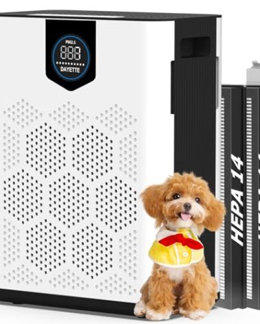 DAYETTE Air Purifiers for Home Large Room Up to 3000 Ft² with 2xH14 HEPA Filters, Air Purifiers for Pets Bedroom with Washable PreFilters, 2 TIMES Purification Speed In Turbo Mode for Dust, Hair, Odor