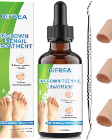 Ingrown Toenail Treatment w/Ingrown Toenail Drops Reliever & Softener,Double Sided Pedicure Nail Lifter Tool for Easy Trimming Care Thick Nail & Ingrown Toe Nail,Toenail Cleaner Kit for Men Women