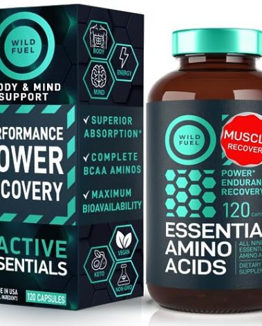 Essential Amino Acids Supplement – 3,000mg Leucine, Lysine, Isoleucine, Tryptophan Complete Complex - All 9 Best Amino Acids for Muscle Growth, Power, Recovery - 120 Vegan, Keto-Friendly BCAA Capsules