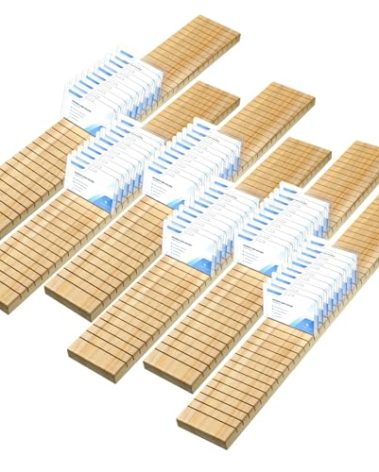 Wesiti 6 Pcs Wooden Name Badge Holder ID Badge Tray Organizer Name Tag Holders Note Card Organizer Plate Table Holders Sign Decor for Office Business, 23.62 x 3.5 x 0.75 Inch(Wood Color)